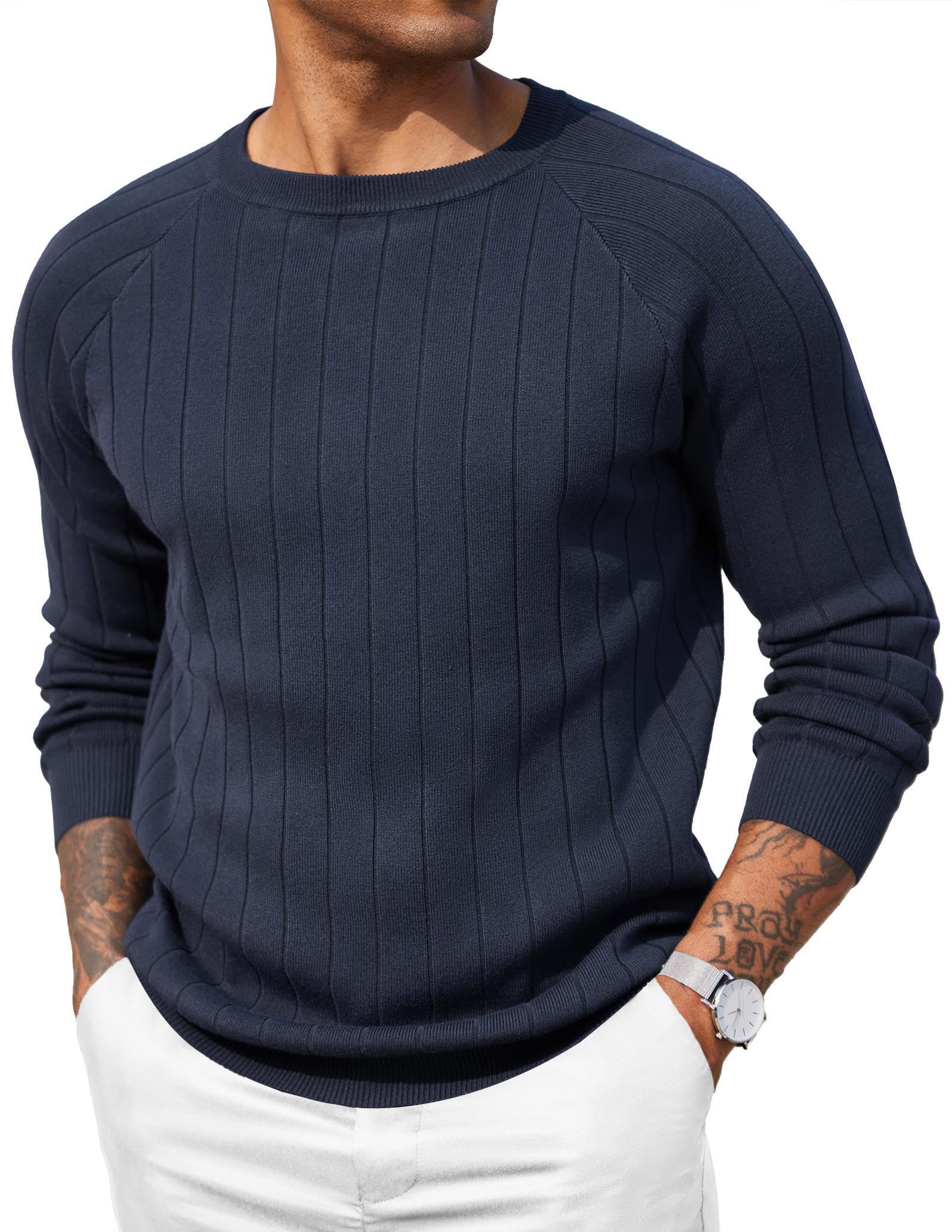 COOFANDY Mens Crewneck Pullover Sweater Business Casual Knit Sweater