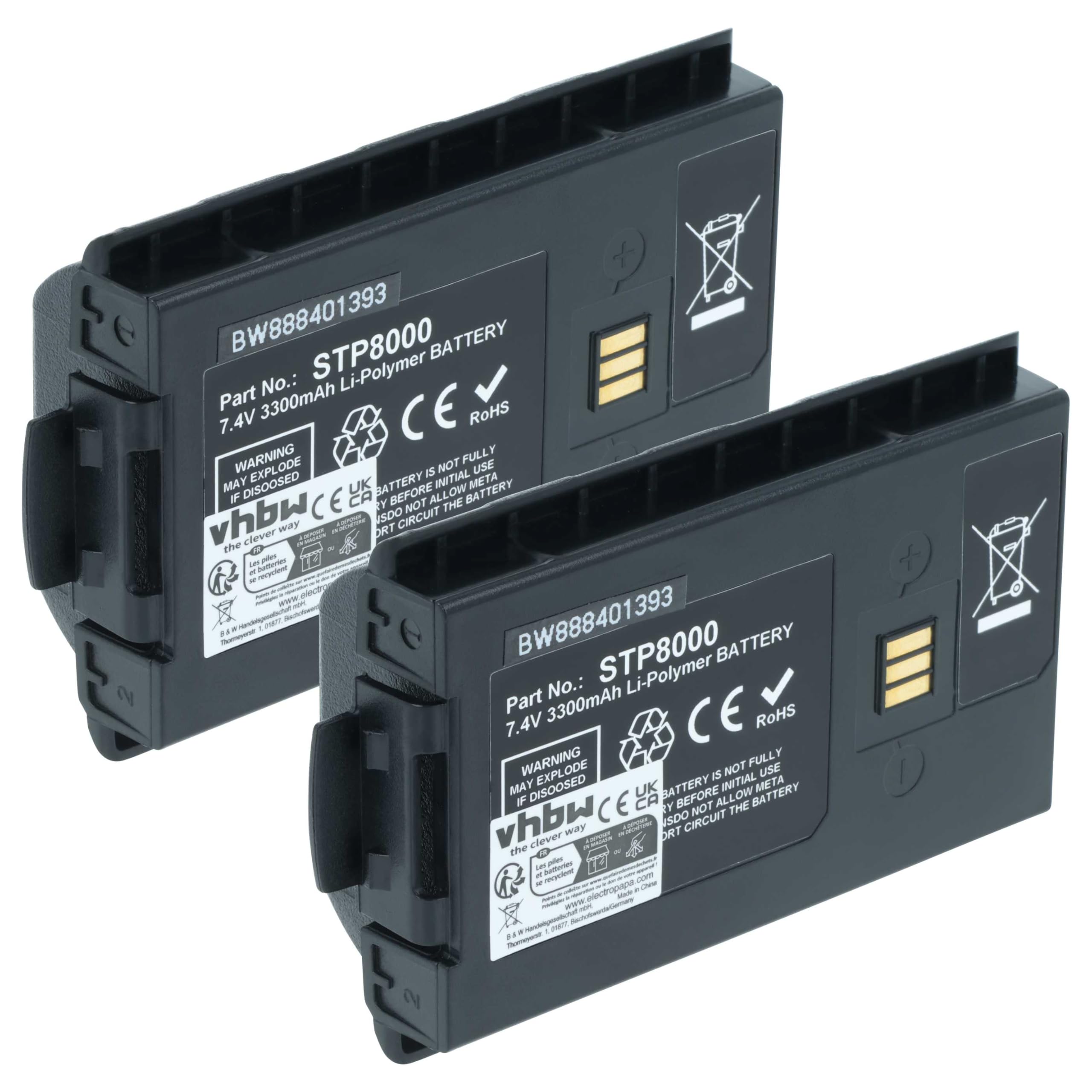 vhbw 2X Akku kompatibel mit Tetra STP9038