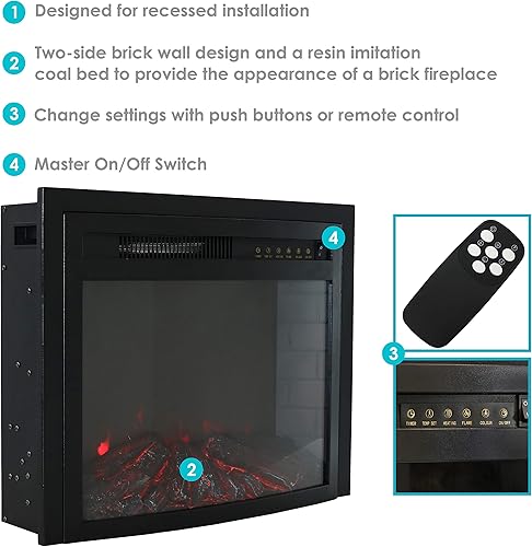 Miniatura 2 de Sunnydaze Cozy Warmth - Chimenea eléctrica para interiores, calentador de chimenea falso con 9 opciones de color, 23 pulgadas