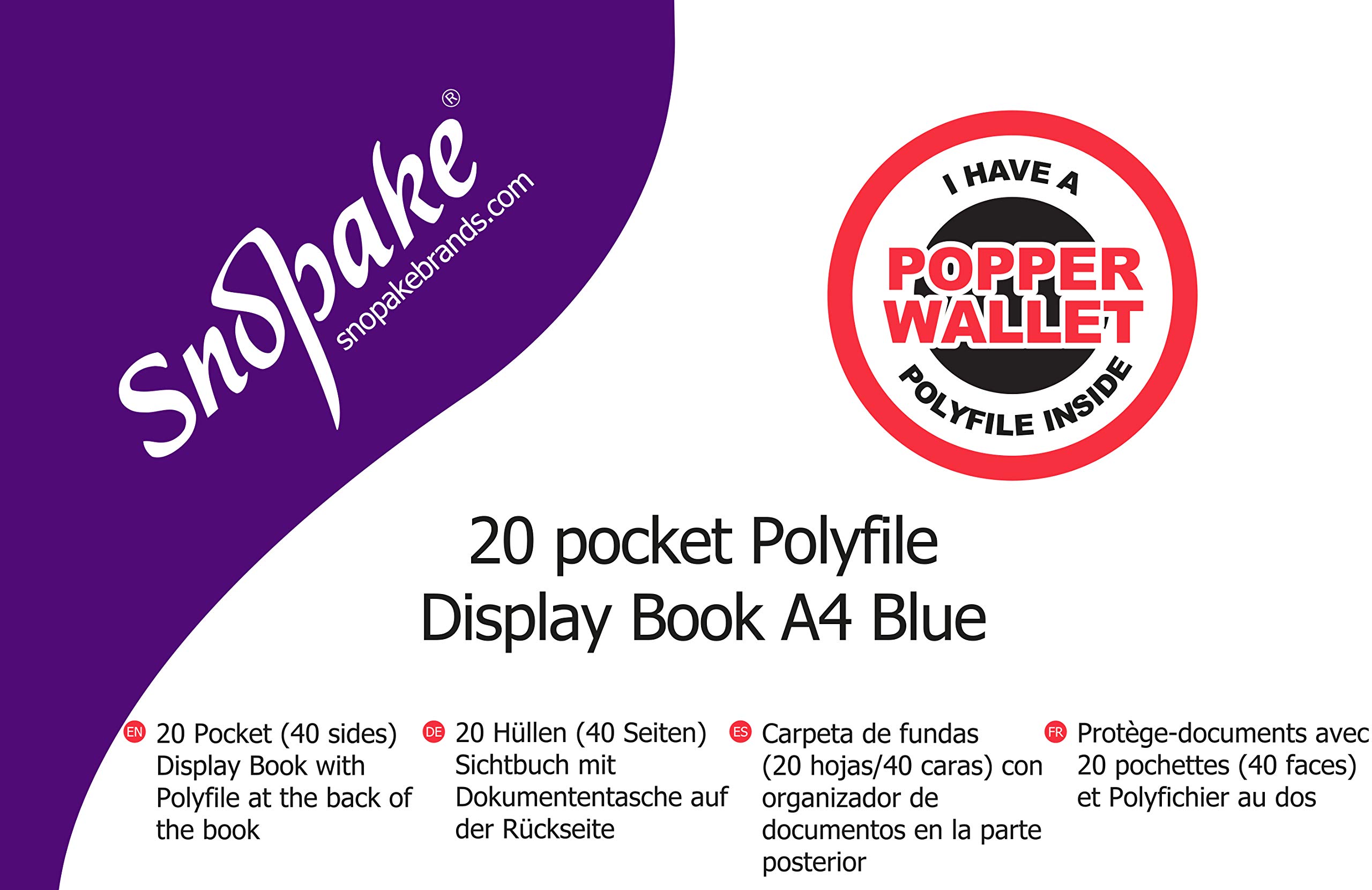 Snopake 12367 - Carpetas con fundas (5 unidades, A4), color azul