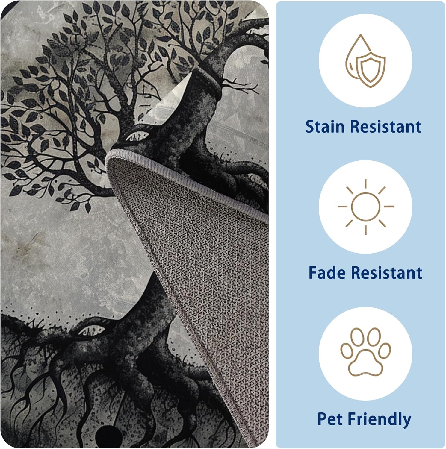 Tree of Life Rugs for Entryway - Washable Viking Tree Rugs for Indoor Entrance - 2x3 ft - Gothic Design Small Door Mat & Home Decor - Viking Area Rug with Non Slip Backing