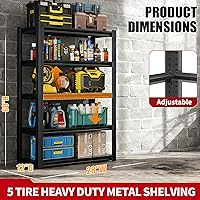 Vista 2 de Estantería de garaje resistente, estantes de almacenamiento de metal, estantería de metal ajustable de 5 niveles, estante industrial para garaje