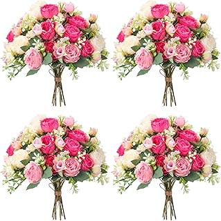 Geosar 8 Bundles Artificial Peonies Flowers Fake Silk Peony Bouquet Faux...