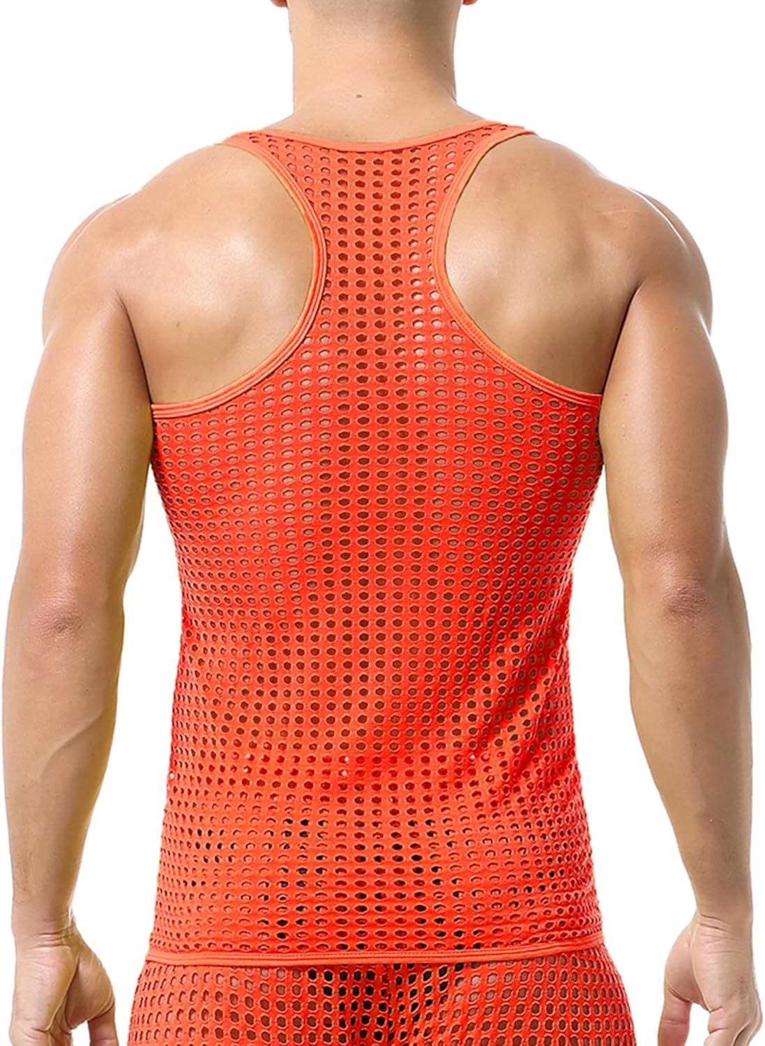 DTODWW Men's Mesh Sleeveless Tank Top Undershirt See Through Shirts Muscle Fitted Fishnet Hollow Out Shirts - Image 4