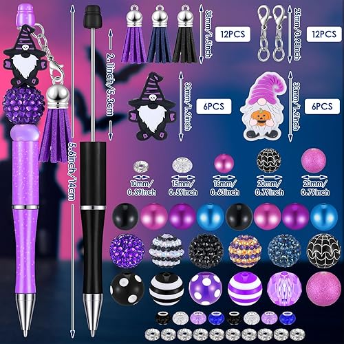 Miniatura 3 de Colarr 12 juegos de cuentas de Halloween a granel con cuentas focales de silicona, broches de borlas y kit de bricolaje enano para oficina regalo