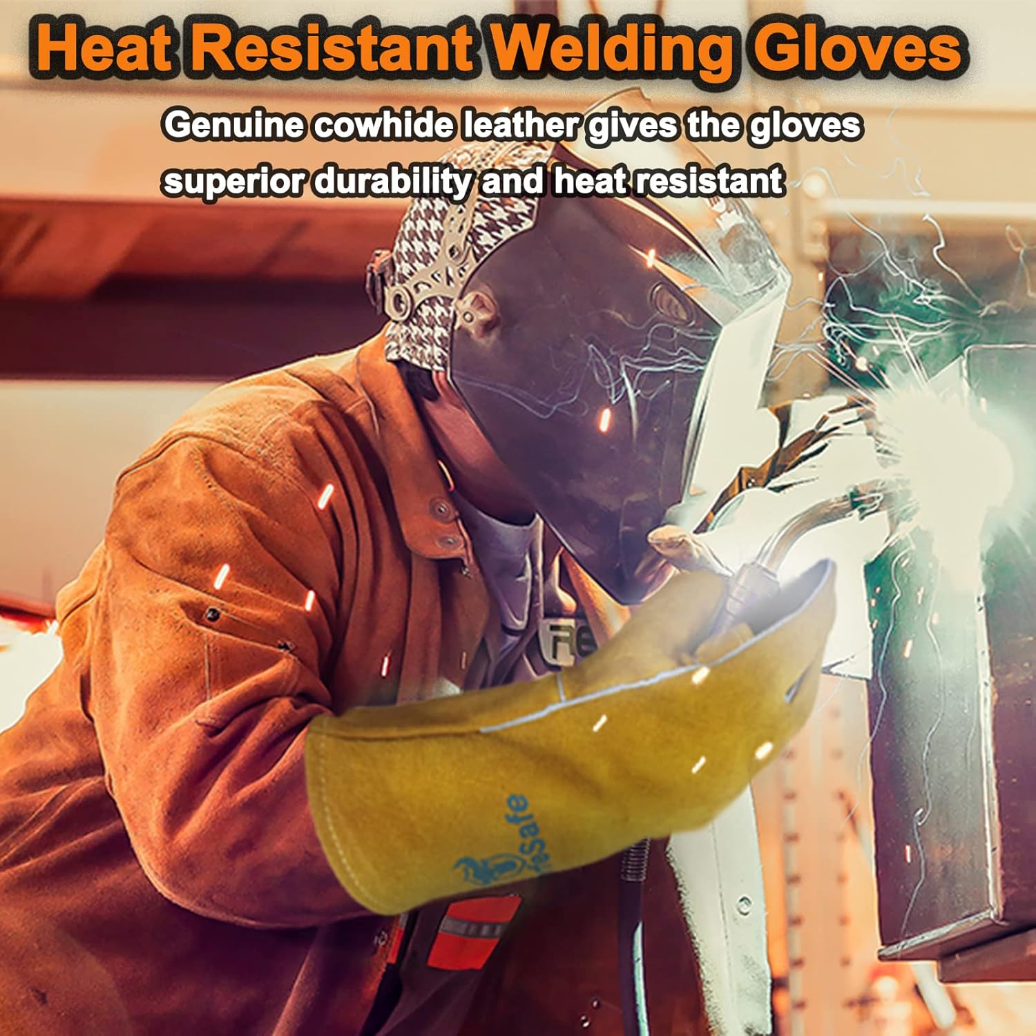 PerfeSafe Welding Gloves, 932℉ Heat Fire Resistant Gloves, Leather Welding Gloves for Stick/Tig/Mig/Forge, Mitts for BBQ,Oven,Grill,Fireplace,Stove,Animal Handling Gloves with Soft Lining: Tools & Home Improvement