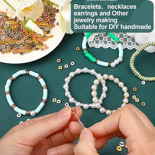 Miniatura 4 de 1500 piezas cuentas espaciadoras redondas planas de 6mm cuentas sueltas para pulsera collar pendiente suministros de manualidades DIY, 6 colores