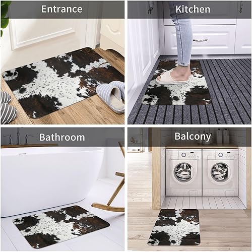 Miniatura 6 de Tapetes de baño con estampado de vaca occidental para baño, suave y absorbente, alfombra de baño de vaca, antideslizante, alfombra para cocina,