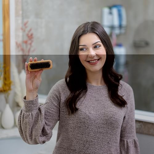 Miniatura 8 de GranNaturals Cepillo de cerdas de jabalí anchas de tamaño de palma y cepillo alisador para cabello liso en la espalda, control de bordes, peinado