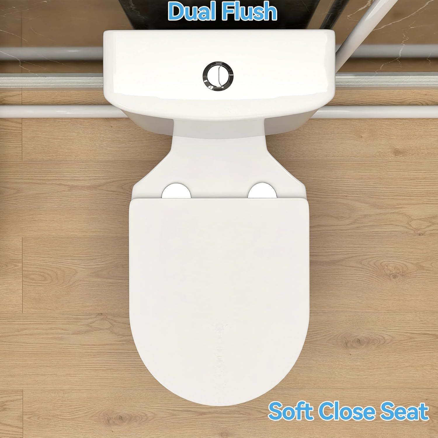 WinZo Macerator Pump Two Piece Toilet Upflush System for Basement Extra Tall 19" Comfort Bowl With Dual Flush Toilet Tank & Pump for Sink, Toilet, Bathtub, White (750W Macerating Toilet)