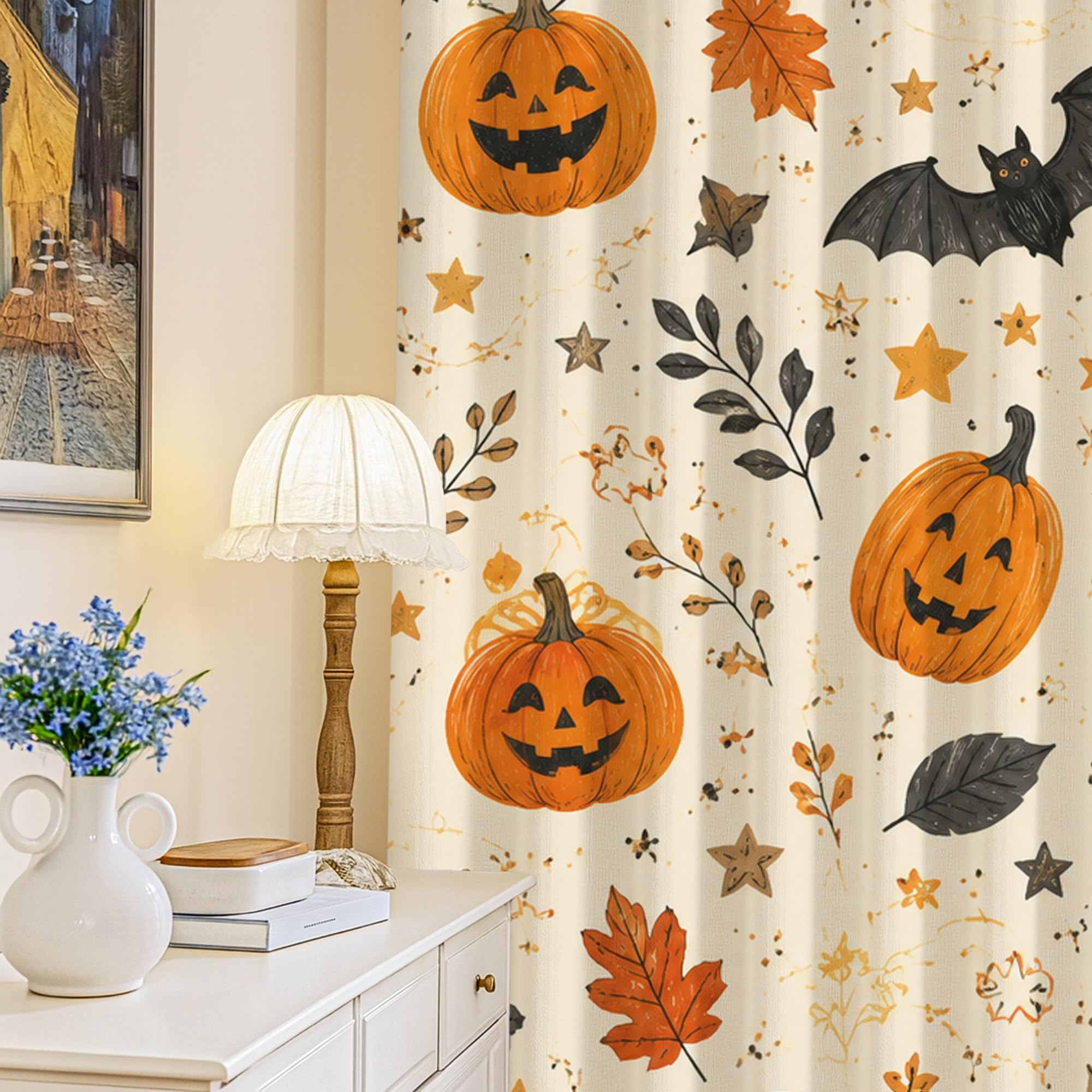 Rideaux occultants thermiques Halloween orange pour réchauffer l'ambiance froide d'un salon