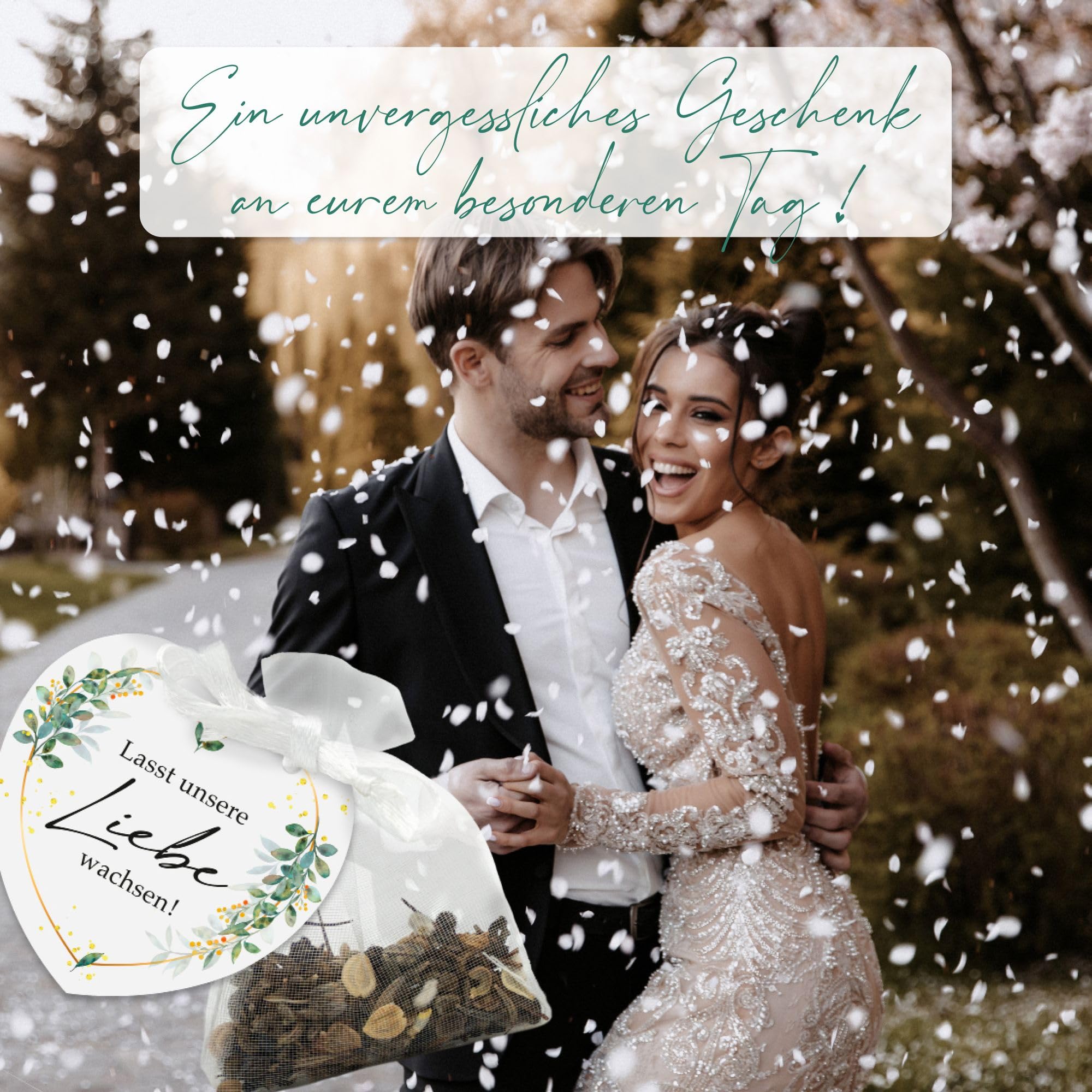 Bomboniera di nozze semi di fiori – Speciale regalo di nozze per ospiti come Give Away – Fate crescere il nostro amore – Set completo (set da 50)