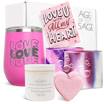 Love Spa Gift Basket for Women - Self Care Basket, Relaxation, Pampering Gift for Girlfriend, Wife, Mom, Sister, Friends - Birthday Bundles, Mothers Day, Anniversary, Valentines Day Gift Set for Her