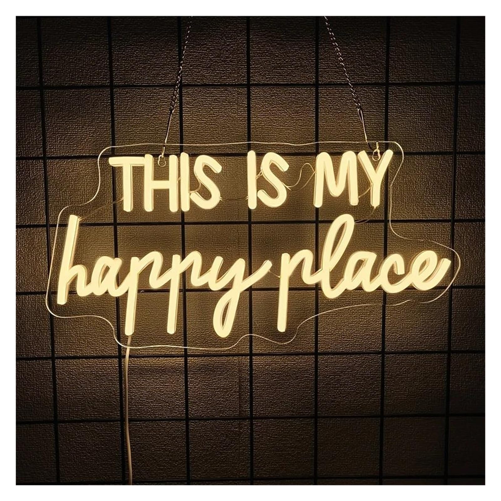 SHOUXI Sign Lamp This is My Happy Place Neon Sign Light Dimmable for Bedroom Man Cave Bar Club Birthday Party Game Room Wall Decor 41cmx20.5cm