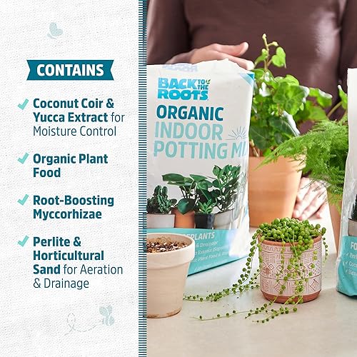 Miniatura 4 de Back to the Roots Mezcla para macetas de interior 100% orgánica (valor de 12 cuartos de galón)  Promueve el crecimiento saludable de las plantas de