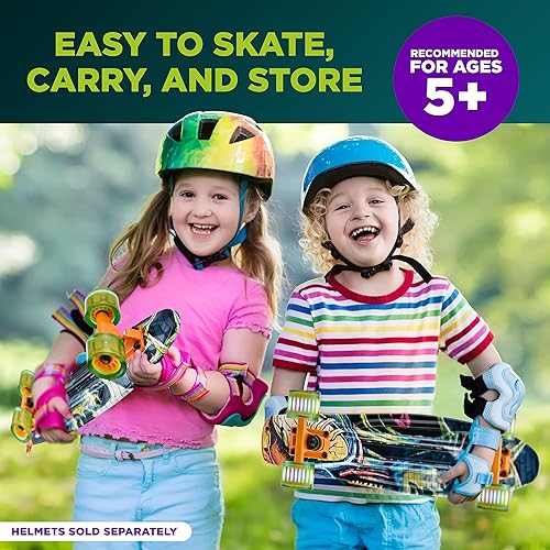 Miniatura 4 de Standard Skateboard Mini Cruiser - 6'' PP Deck Complete Double Kick Skate Board w 3.25" Aluminum Alloy Truck, PU Wheels wLED Light - for Kids,