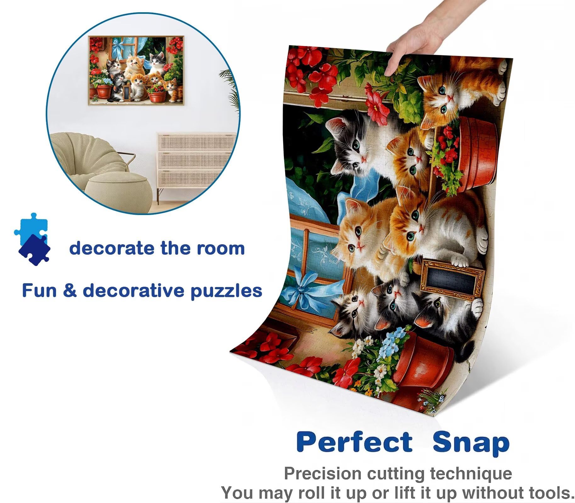 Puzzle 2000 Teile, Holzpuzzle Erwachsene Tier Katze-3 Impossible Klassische Jigsaw Puzzles 99.5 x 70.5 cm, Familien Spiel, Puzzle Stressabbau Denkspiel, Home Dekor w0-167