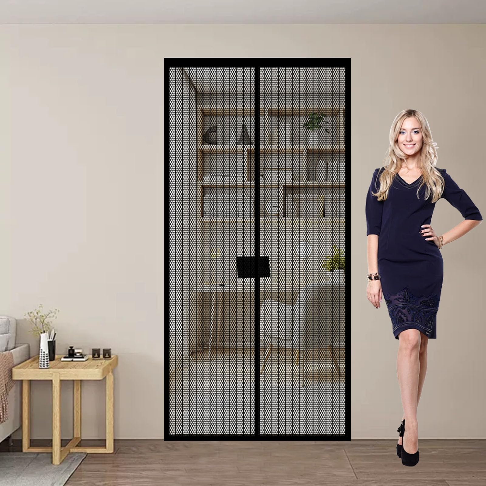 Moustiquaire sur Mesure pour Porte 101x234 cm Adsorption Magnétique