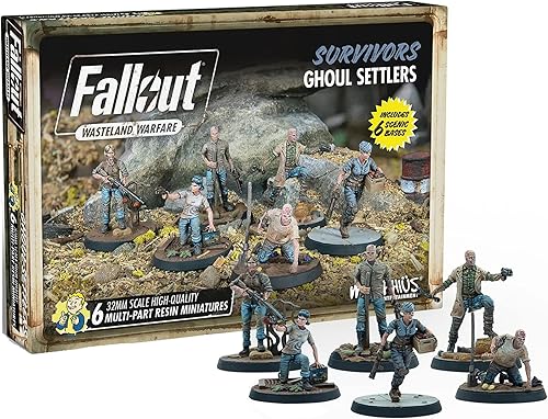 Modiphius Entertainment Fallout Wasteland Warfare Survivors - Ghoul Settlers (The Slog) - 6 miniaturas de resina sin pintar, incluye bases
