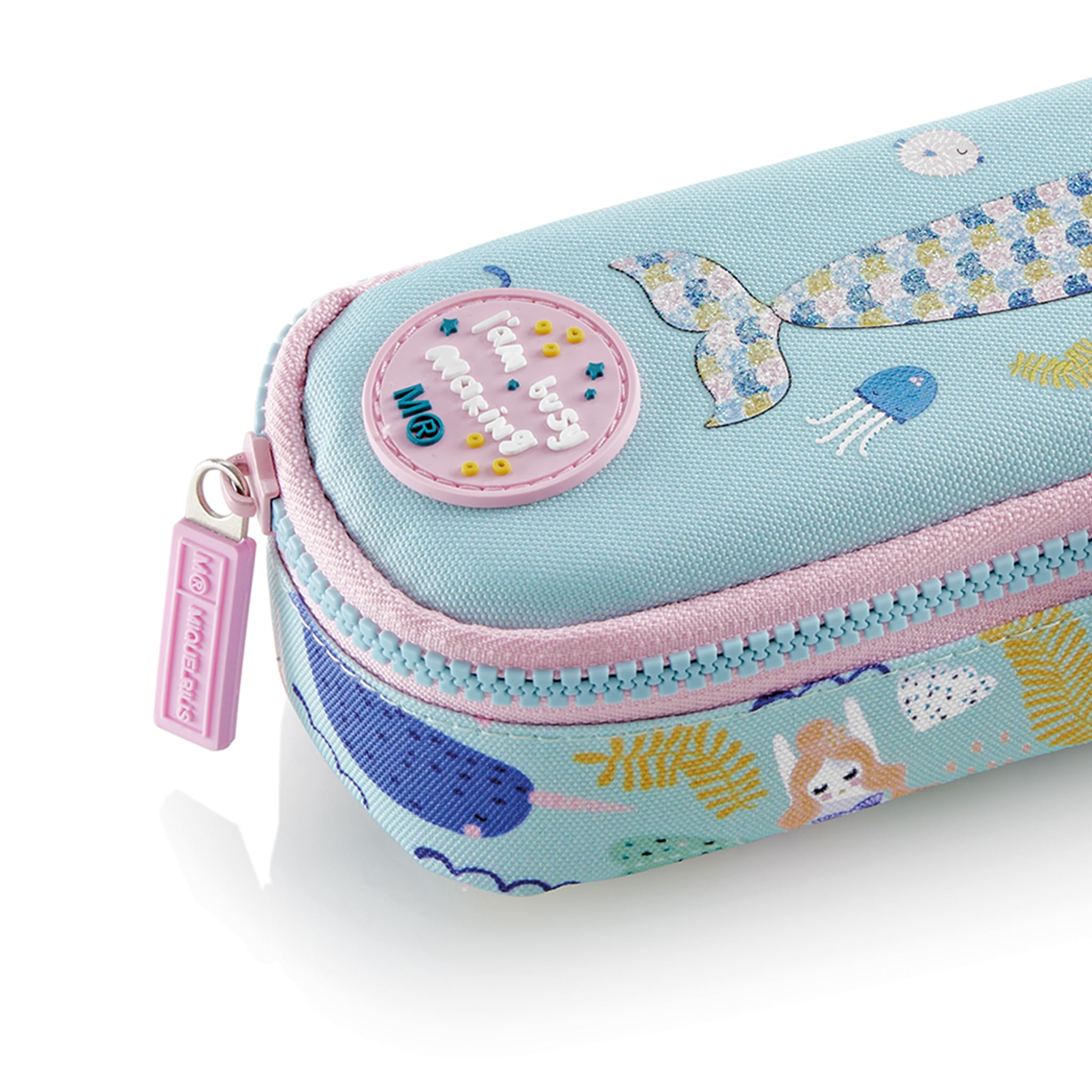 Miquelrius, Pencil case with a compartment, oval school pencil case, durable plastic zip, metal handle - Image 4