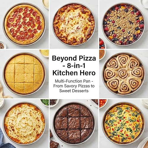 Miniatura 5 de Elsjoy Paquete de 4 bandejas de pizza profunda de acero inoxidable de 13 pulgadas, molde redondo grande para hornear pizza, plato de pizza
