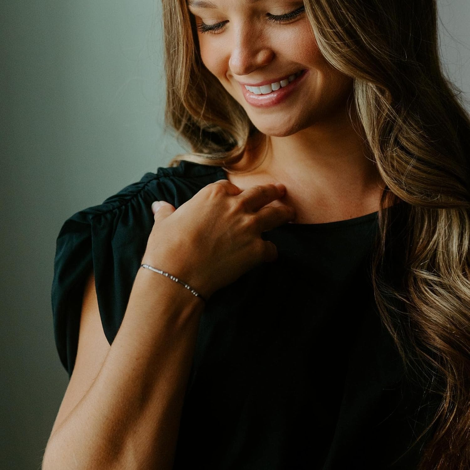 Loved Creations Morse Code Bracelets, Strength Inspirational Morris Code Bracelet for Women, 925 Sterling Silver Blessed Jewelry Gifts for Women Men - Image 2