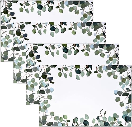 Miniatura 2 de Gift Boutique 50 manteles individuales desechables de papel verde de eucalipto de 11 x 17 pulgadas, mantel individual recubierto de hojas verdes,