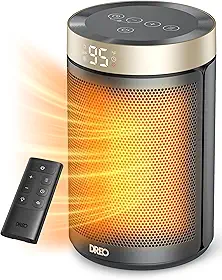 Dreo Aquecedores de ambiente para uso interno, aquecedor portátil com termostato, temporizador 1-12H, modo ecológico e modo de ventilador, aquecimento de segurança rápida de cerâmica PTC de 1500W para