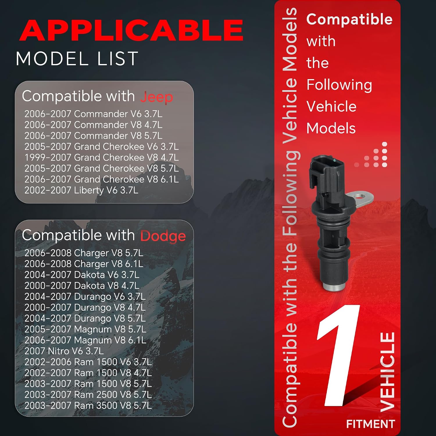 917-705 Camshaft Position Sensor Compatible with Jeep Commander/Grand Cherokee/Liberty Chrysler 300 Mitsubishi Raider Dodge Charger/Dakota/Ram 1500 Replace PC244 5073599AA 235-1232 56028133AB