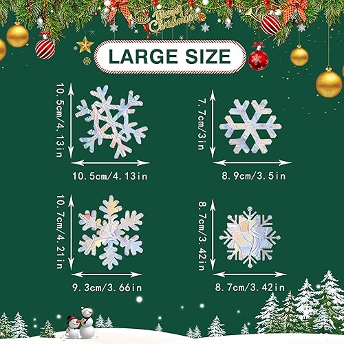 Miniatura 9 de 419 calcomanías de Navidad para ventana, doble cara de copo de nieve, decoraciones de Navidad para vidrio e interiores, perfectas para decoración de