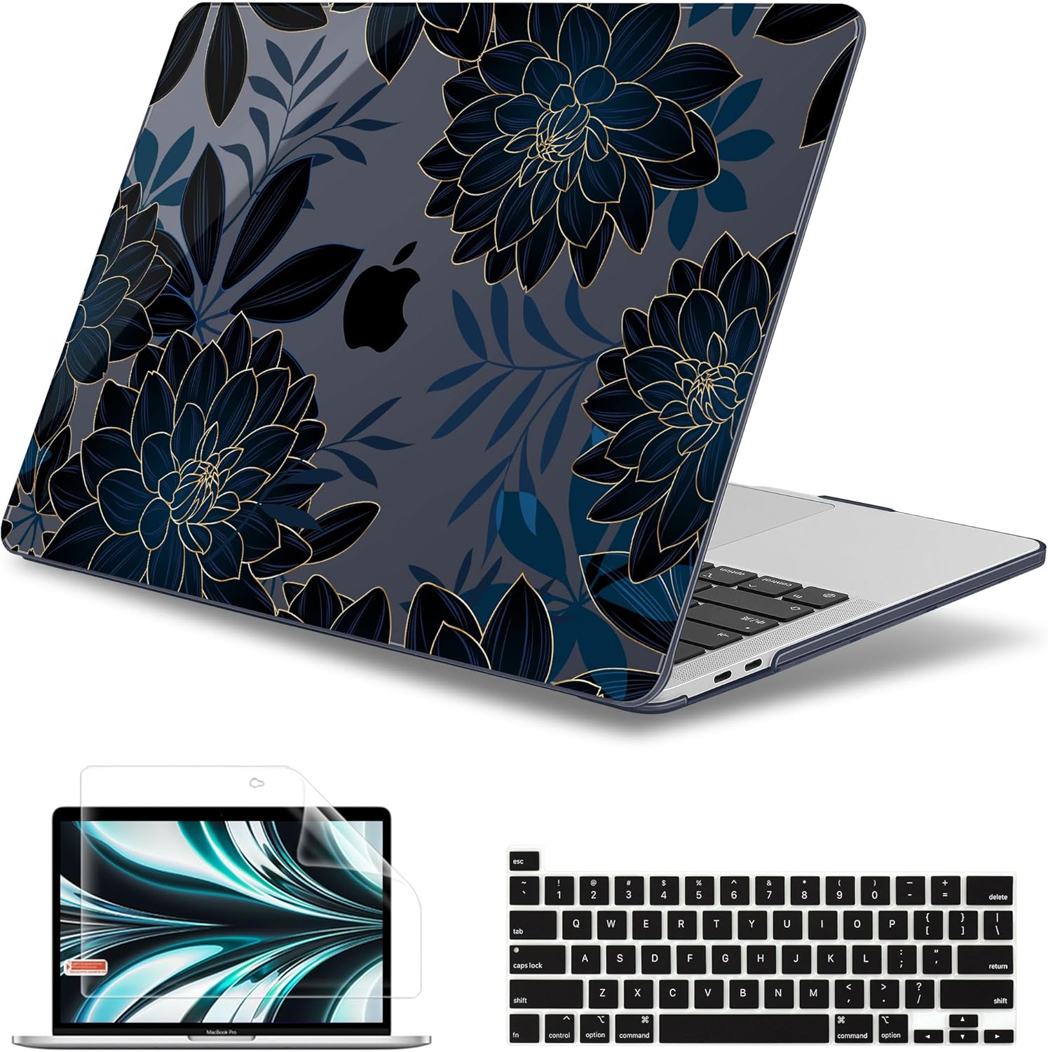May Chen for MacBook Pro 13 inch Case 2022 2021 2020 Release A2338 M2 M1 A2289 A2251, Plastic Crystal Hard Shell Case Cover for MacBook Pro 13 inch Touch Bar Fits Touch ID, Luxury Dahlia
