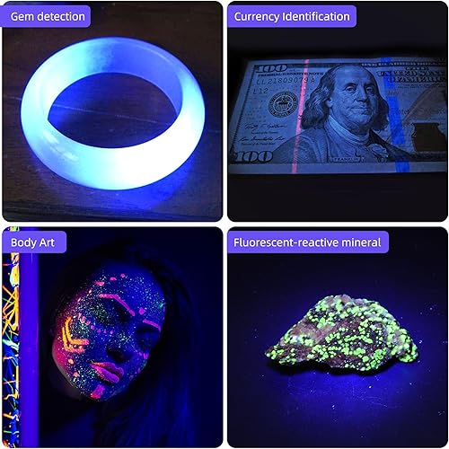 Miniatura 14 de DARKBEAM Linterna UV de 365 nm Mini luz negra – recargable USB fuerte ultravioleta LED linternas, lámpara de madera portátil, detector