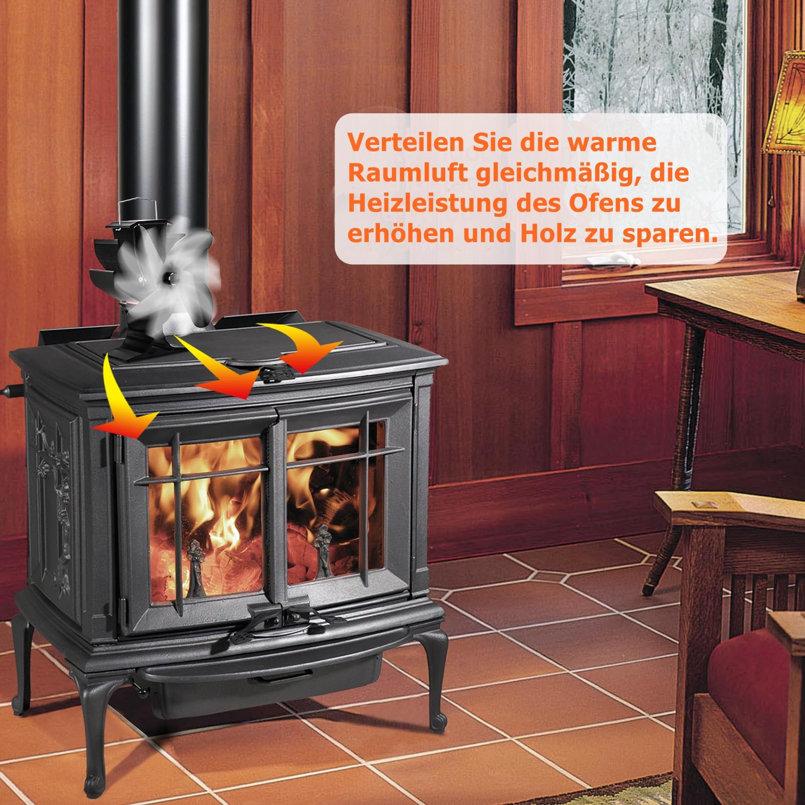 Signstek Ventilateur pour poêles à bois, 6 pales, silencieux, Ventilateur de Cheminée Alimenté Par la Chaleur pour Poêle à Bois/Cheminée/Gaz/Bûche