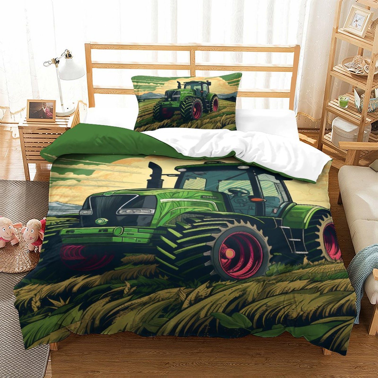 Parure de lit tracteur 3D microfibre anti-plis et ultra douce pour chambre d'enfant