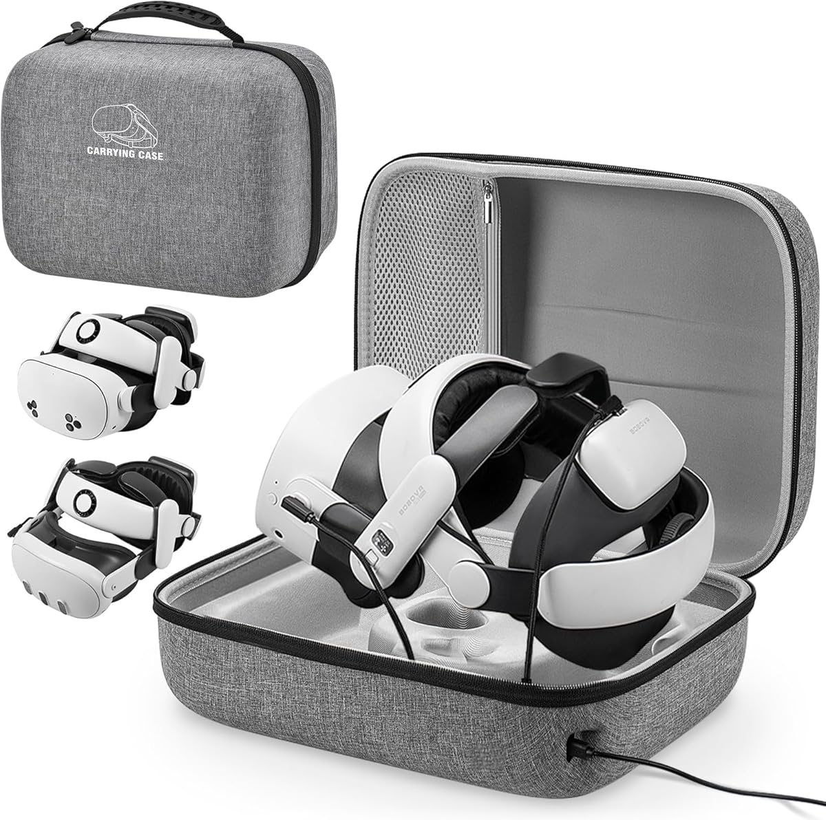 Jubor Borsa per Meta Quest 3S/3/2/Pico 4, Custodia da Viaggio Compatibile con Kiwi Design/BOBOVR Battery Elite Strap e Altri Accessori, Custodia da Trasporto con Porta di Ricarica