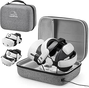Jubor Borsa per Meta Quest 3S/3/2/Pico 4, Custodia da Viaggio Compatibile con Kiwi Design/BOBOVR Battery Elite Strap e Altri Accessori, Custodia da Trasporto con Porta di Ricarica