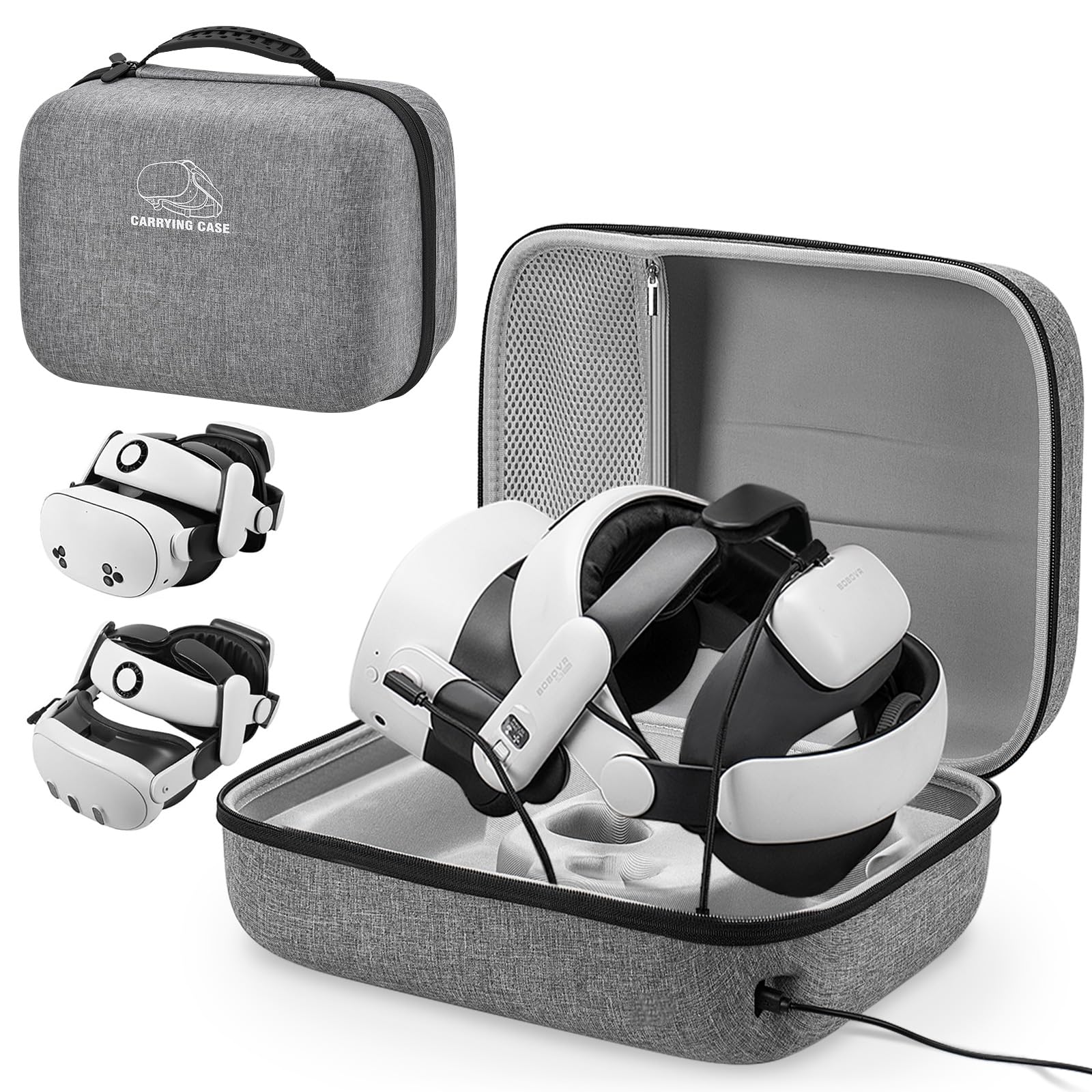 Jubor Borsa per Meta Quest 3S/3/2/Pico 4, Custodia da Viaggio Compatibile con Kiwi Design/BOBOVR Battery Elite Strap e Altri Accessori, Custodia da Trasporto con Porta di Ricarica