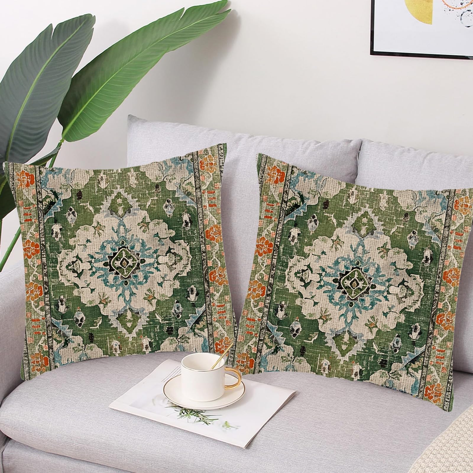 HIQE-FL Sofakissen,2 Stück Boho Kissen 45x45cm,Outdoor Kissenbezug,Dekokissen Kissenbezüge,Dekorative Weiche Zierkissenbezüge, Vintage Kissenhülle,für Garten Sofa Couch Wohnzimmer Schlafzimmer