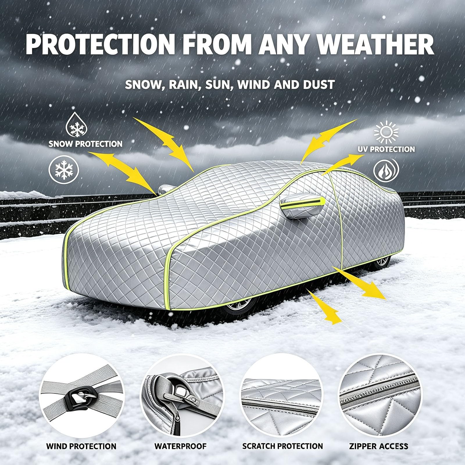 Hagelschutzplane Auto für seat Tavascan 2023,Ganzjahres-Rundumschutz-Autohülle – Schutz vor Hagel, Regen, Schnee und Wind,XJ7513