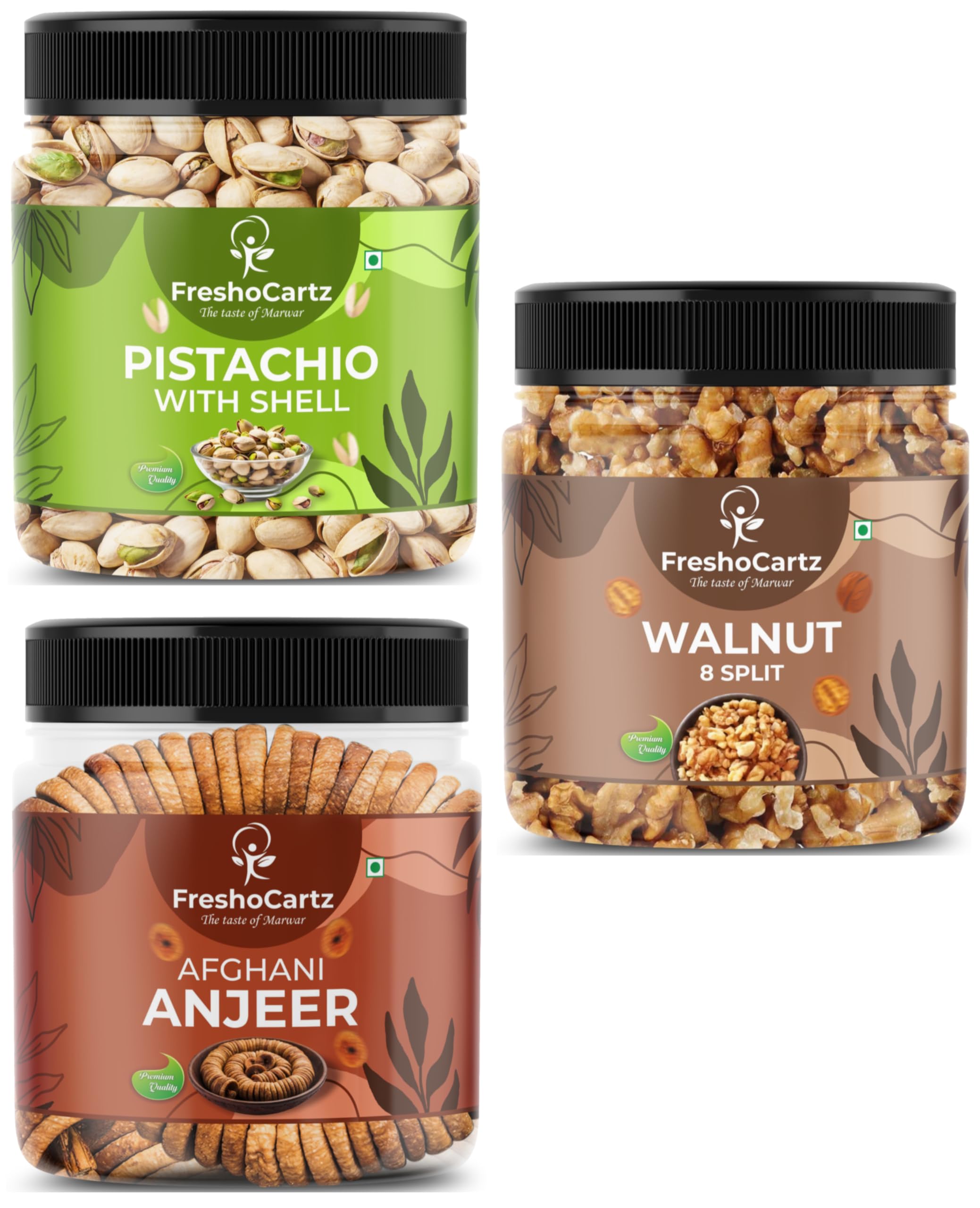 FreshoCartz Dry Fruits Combo | Figs, Walnut and Pistachios 250gm Each | Anjeer Akhrot Pista Dry Fruits Gift Hamper for Family and Employees - Jar Pack (Dry Fruits Combo, 250g (Pack of 3)) (B0D7ZWGT39) Amazon Price History, Amazon Price Tracker