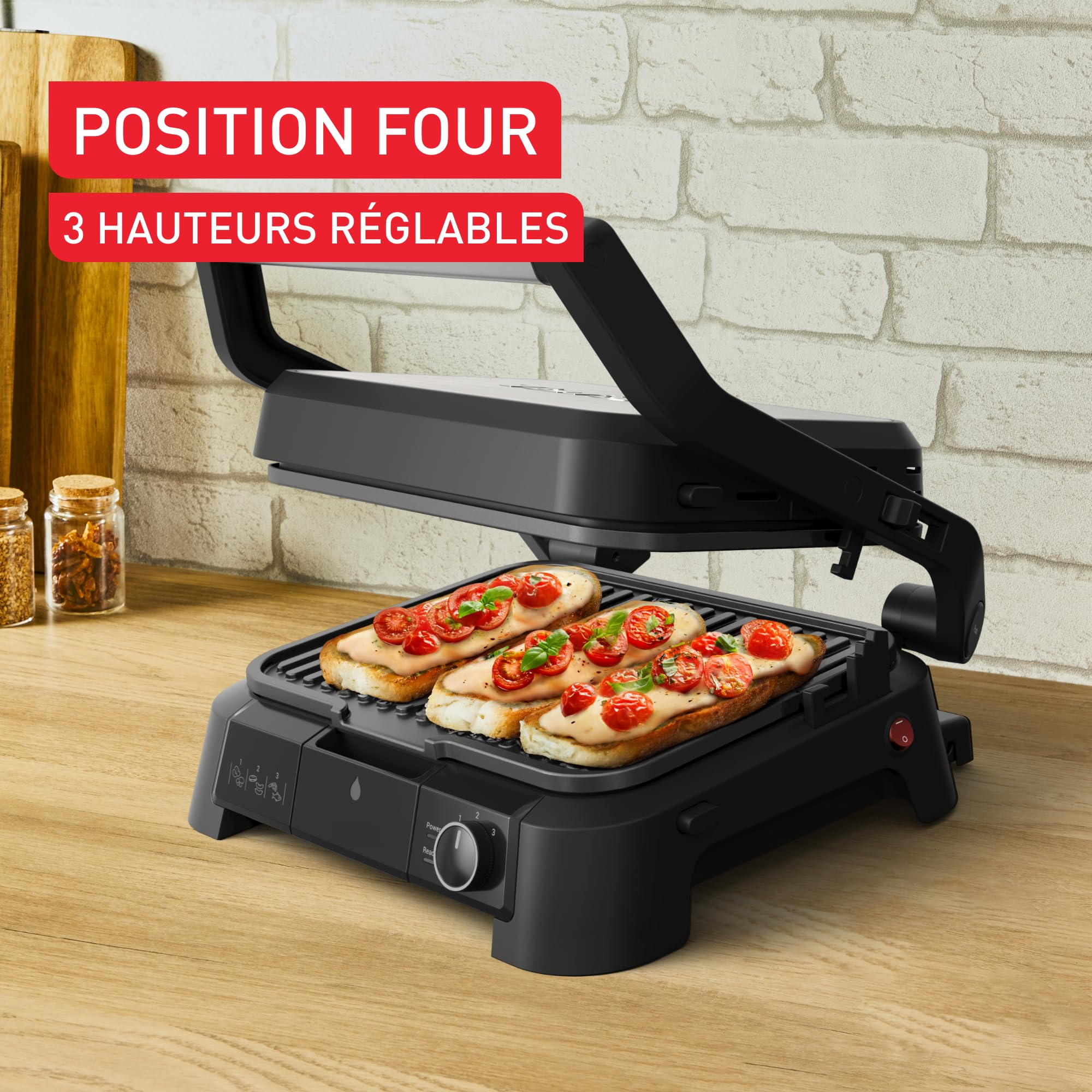 Tefal SuperGrill, Barbacoa contacto 3 en 1, Posición horno con 3 alturas, Superficie de cocción de 600 cm², termostato ajustable, 3 niveles de temperatura, antiadherente, 2000 W, GC510DE0 | Termostato ajustable, modo de horno con 3 alturas ajustables, pla