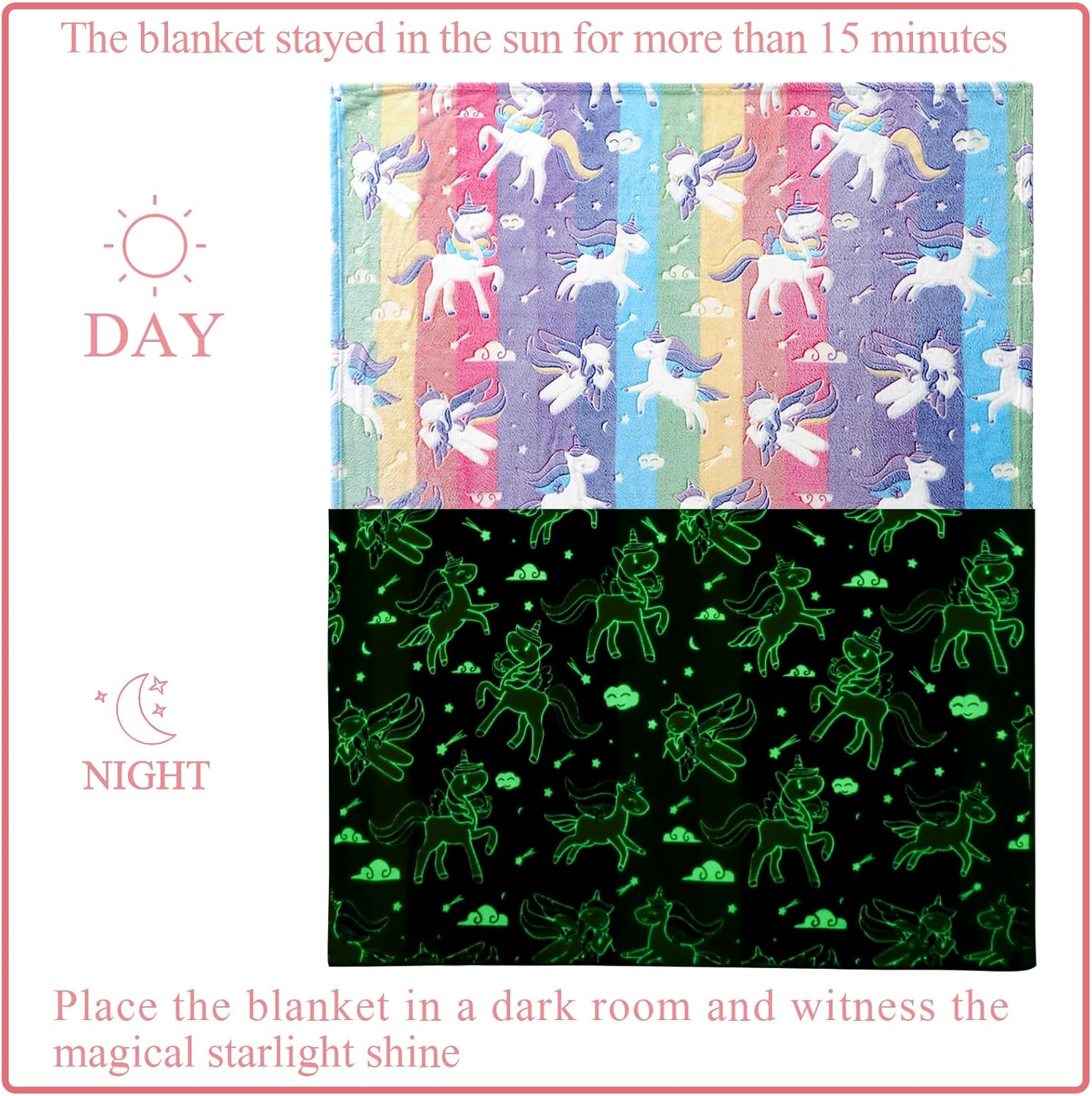 Glow in The Dark Blanket Unicorns Gifts for Girls, Soft Blanket 3 4 5 6 7 8 9 10 Year Old Girl Gifts, Toddler Girls Toys Age 6-8, Gifts for Girls for Christmas Birthday Gifts Presents, 60"x80"