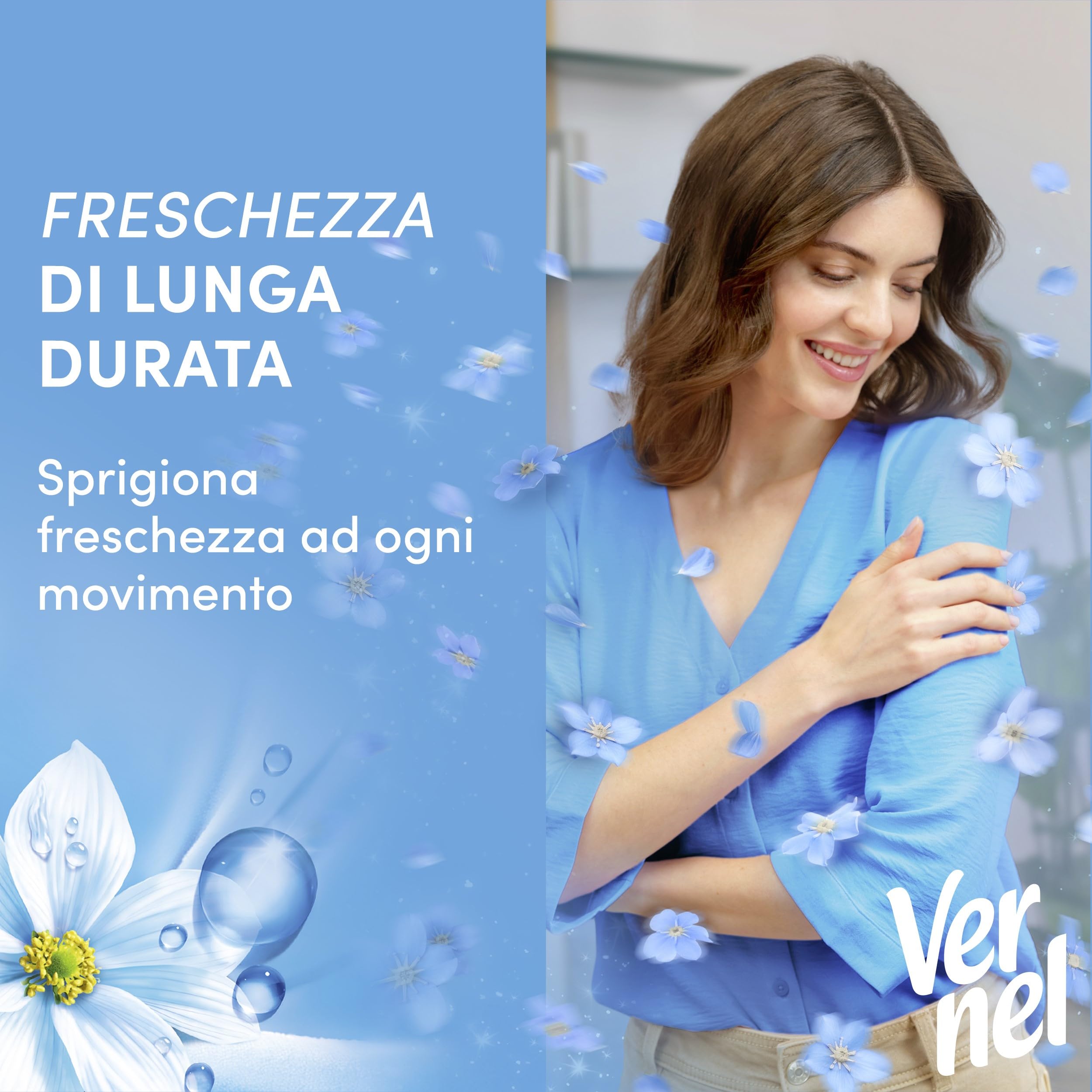 Ammorbidente Concentrato Vernel Blu Oxygen (10 x 48 lavaggi), Ammorbidente Concentrato per Tutti i Tessuti, Morbidezza Irresistibile e Freschezza di Lunga Durata