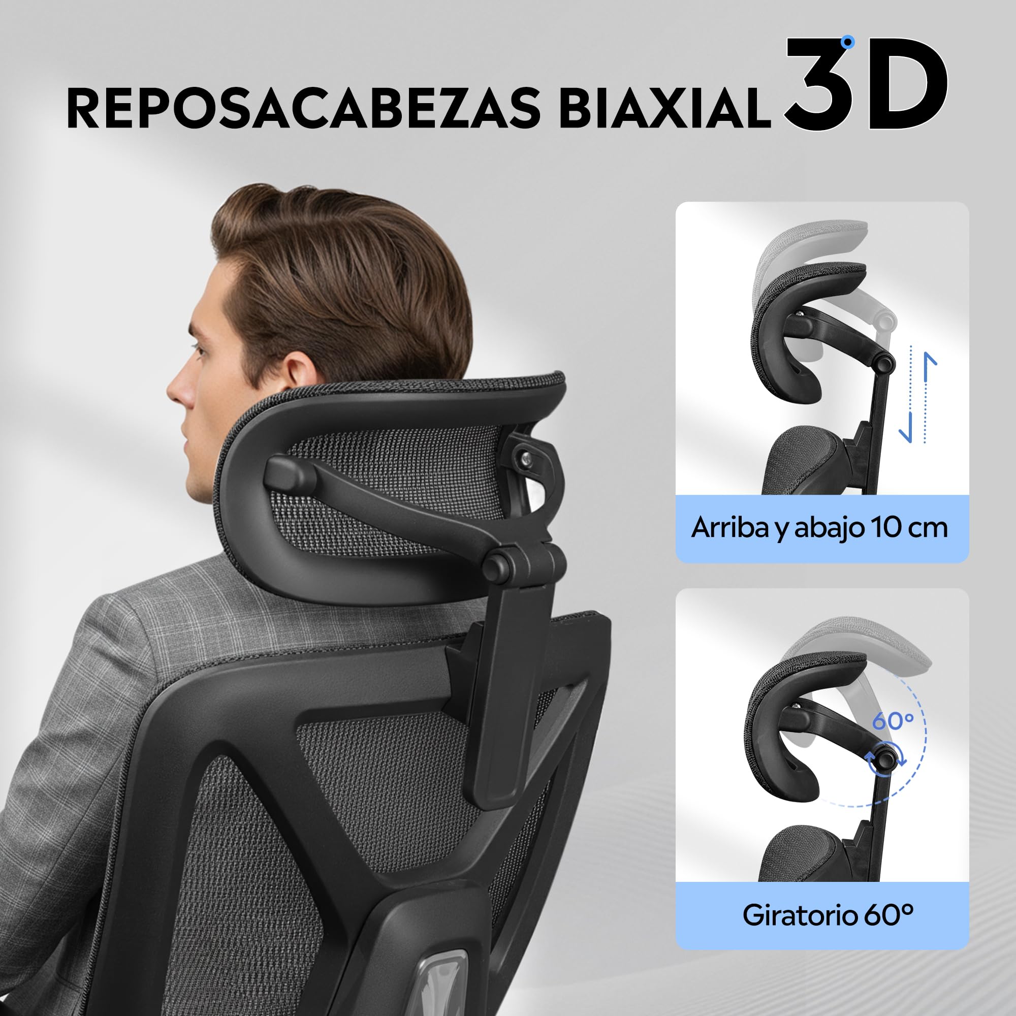 DEVAISE Silla ergonómica Oficina + Respaldo reclinable + Soporte Lumbar y reposapiés + Ruedas silenciosas y Malla Transpirable + Ideal para teletrabajo y Estudio + Negro