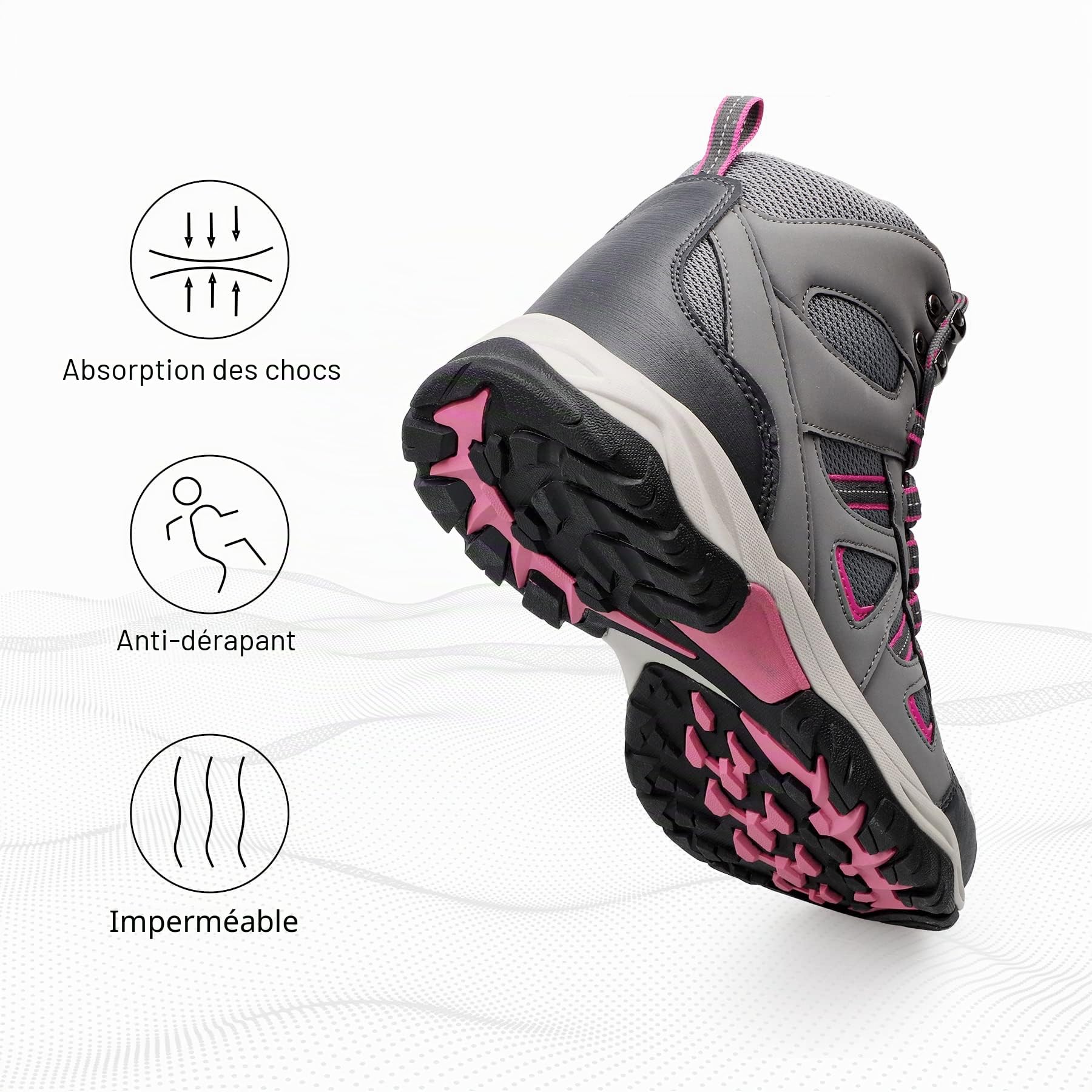 riemot Chaussures de Randonnée Femme Imperméables Respirantes Bottes de Montagne Antidérapantes et Confortables pour Marche Sportive