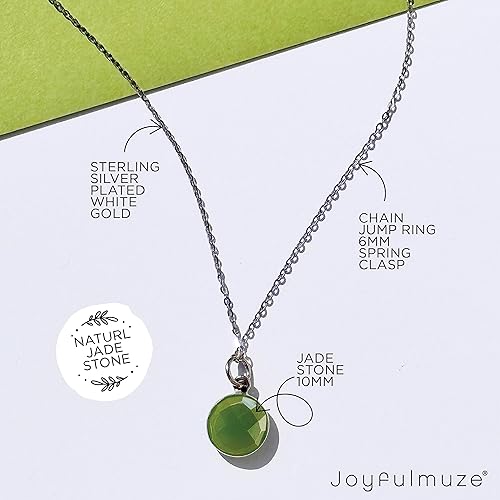 Miniatura 7 de Genuine Jade Necklace Pendant, Energy Healing Green Gemstone, 18K Gold plated over Sterling Silver 925, Dainty Handmade Jewelry Gift for Womens,18