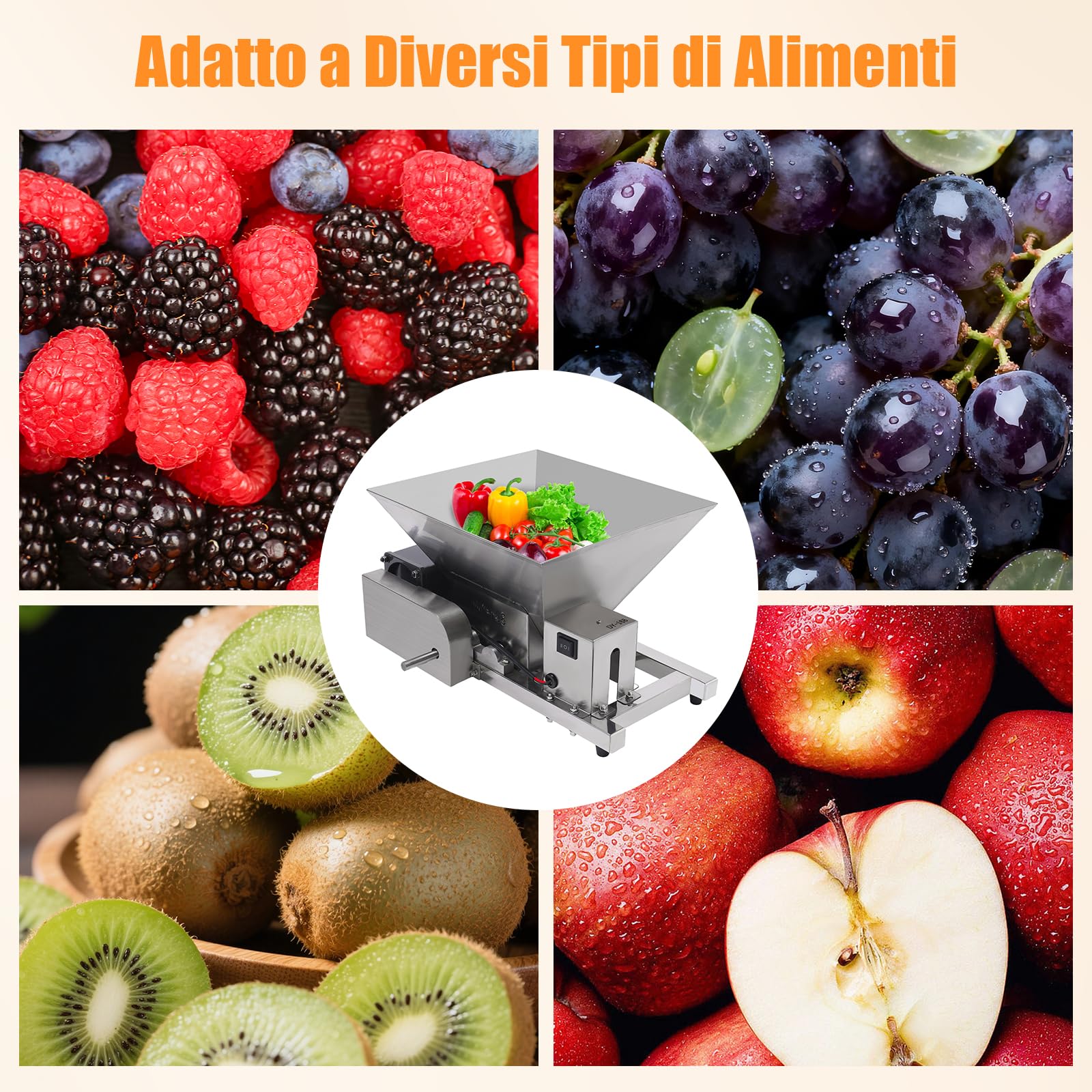 Frantoio elettrico da 4 l, 60 W, 75 rpm, per frutta commerciale, pane di canna e zucchero di canna