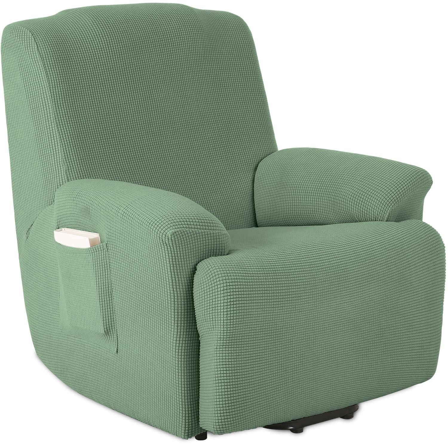 Housse de canapé extensible vert olive pour instaurer une ambiance nature dans votre salon