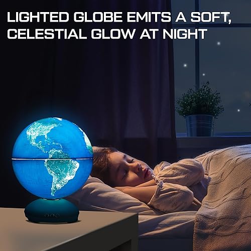 Miniatura 5 de USA Toyz Cityscapes - Globo iluminado para aprendizaje de niños, globo STEM con soporte, 3 ajustes de sueño, rotación automática, lámpara LED de