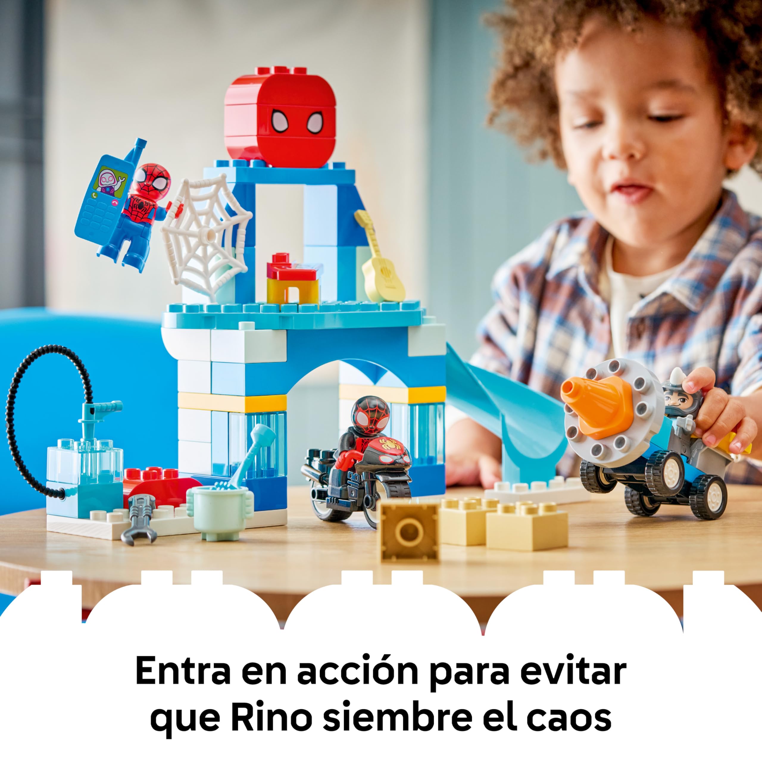 LEGO Duplo Marvel Aracnocuartel de Spidey y su Superequipo – Superhéroes de Juguete con Moto y 3 Figuras – Juego Educativo para la Motricidad Fina – Regalo para Niños de 2+ Años – 10464